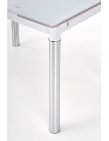 Stół rozkładany szklany LOGAN 2 stal chromowana - biały