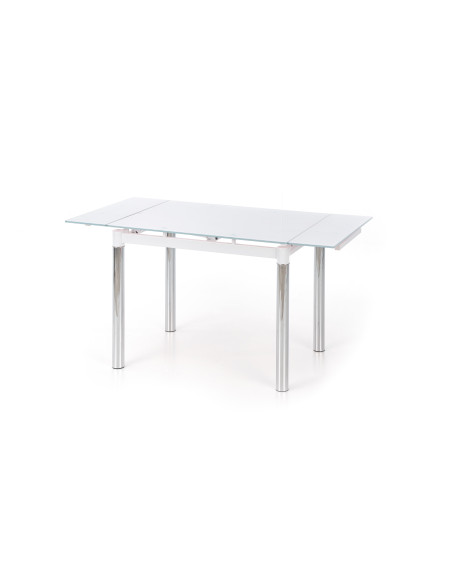 Stół rozkładany szklany LOGAN 2 stal chromowana - biały