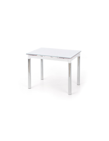 Stół rozkładany szklany LOGAN 2 stal chromowana - biały
