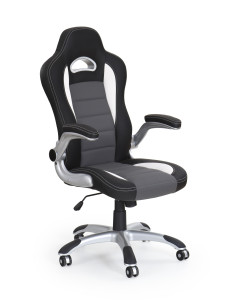 LOTUS Fotel Gabinetowy Czarno-Popielaty Eco Skóra - Nowoczesna Ergonomia