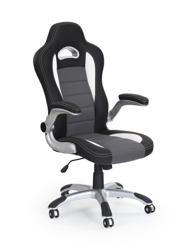 LOTUS Fotel Gabinetowy Czarno-Popielaty Eco Skóra - Nowoczesna Ergonomia