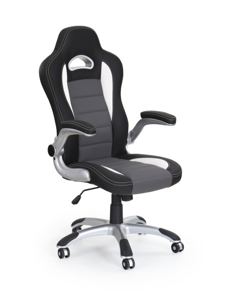 LOTUS Fotel Gabinetowy Czarno-Popielaty Eco Skóra - Nowoczesna Ergonomia