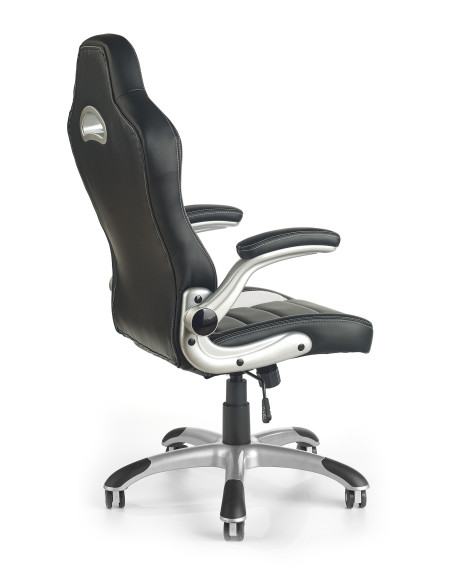 LOTUS Fotel Gabinetowy Czarno-Popielaty Eco Skóra - Nowoczesna Ergonomia