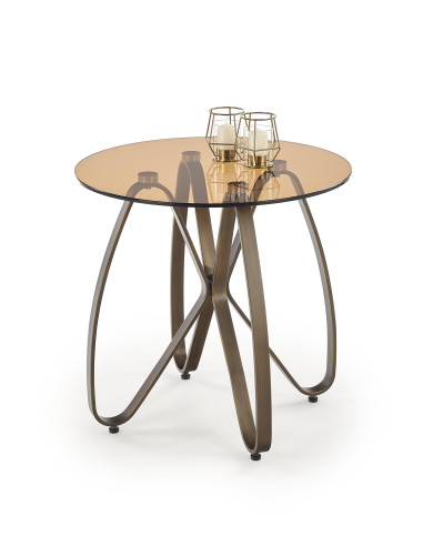 Lungo ława szkło / stal - złoty antyczny / brązowy