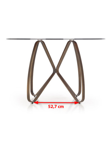 LUNGO Stół Okrągły Szklany Brązowy fi120/76 cm | Podstawa Antyczny Złoty