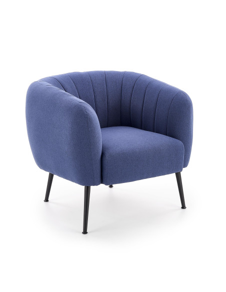 Fotel wypoczynkowy LUSSO tkanina / stal - ciemny niebieski