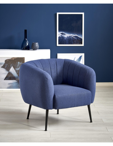 Fotel wypoczynkowy LUSSO tkanina / stal - ciemny niebieski