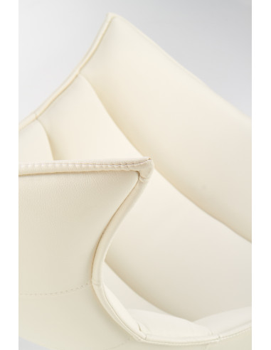 LUXOR Fotel Wypoczynkowy Obrotowy Biały | Eco Skóra/Stal Nierdzewna