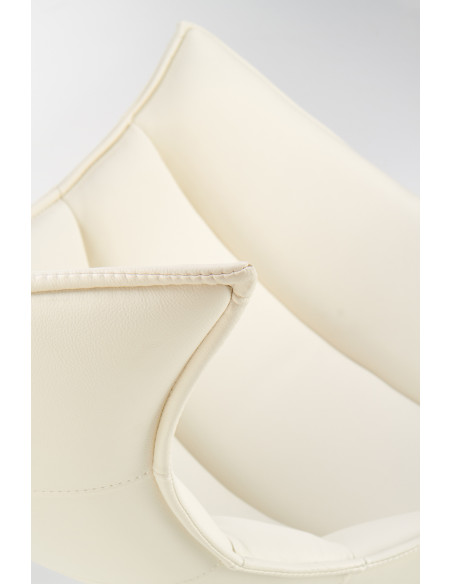 LUXOR Fotel Wypoczynkowy Obrotowy Biały | Eco Skóra/Stal Nierdzewna