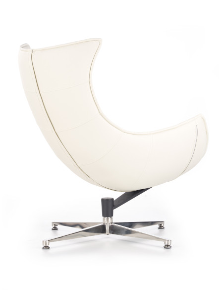 LUXOR Fotel Wypoczynkowy Obrotowy Biały | Eco Skóra/Stal Nierdzewna