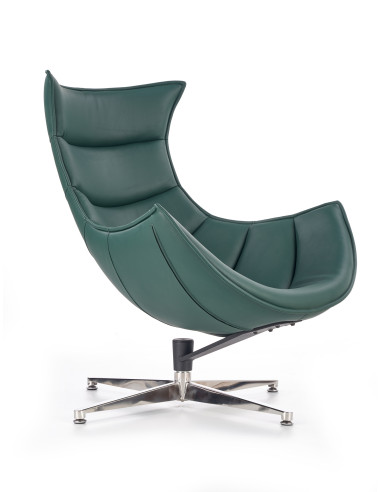LUXOR Fotel Wypoczynkowy Obrotowy Zielony | Eco Skóra/Stal Nierdzewna