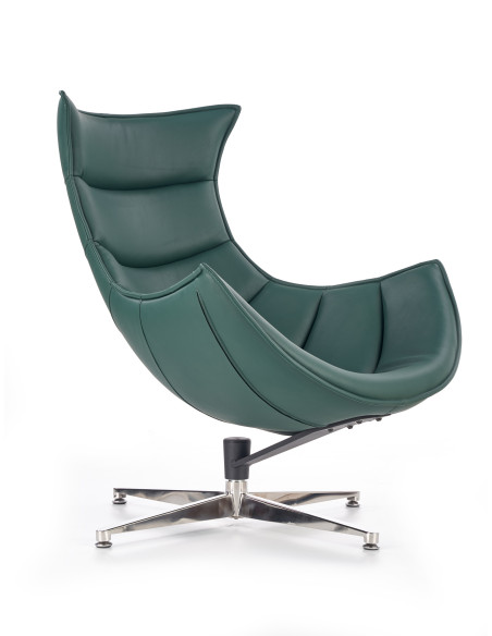 LUXOR Fotel Wypoczynkowy Obrotowy Zielony | Eco Skóra/Stal Nierdzewna