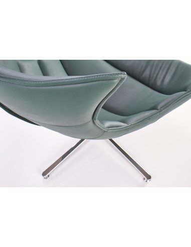 LUXOR Fotel Wypoczynkowy Obrotowy Zielony | Eco Skóra/Stal Nierdzewna