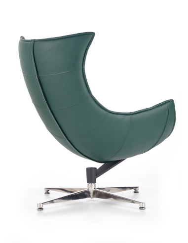 LUXOR Fotel Wypoczynkowy Obrotowy Zielony | Eco Skóra/Stal Nierdzewna