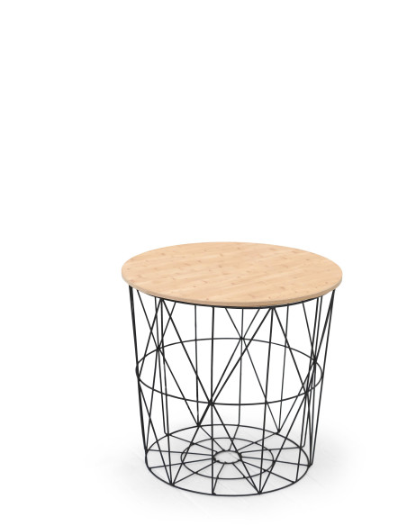 MARIFFA Ława fi42/41 cm Naturalny/Czarny | Funkcja Kosza / Schowka