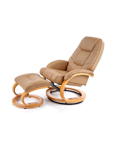 MATADOR Fotel Rozkładany Beżowy Podgrzewany z Funkcją Masażu i Podnóżkiem