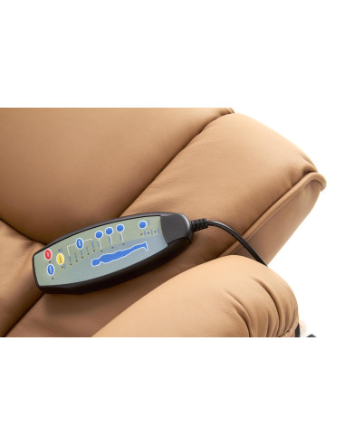 MATADOR Fotel Rozkładany Beżowy Podgrzewany z Funkcją Masażu i Podnóżkiem