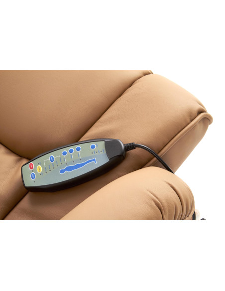 MATADOR Fotel Rozkładany Beżowy Podgrzewany z Funkcją Masażu i Podnóżkiem