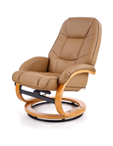 MATADOR Fotel Rozkładany Beżowy Podgrzewany z Funkcją Masażu i Podnóżkiem