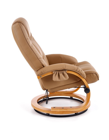 MATADOR Fotel Rozkładany Beżowy Podgrzewany z Funkcją Masażu i Podnóżkiem