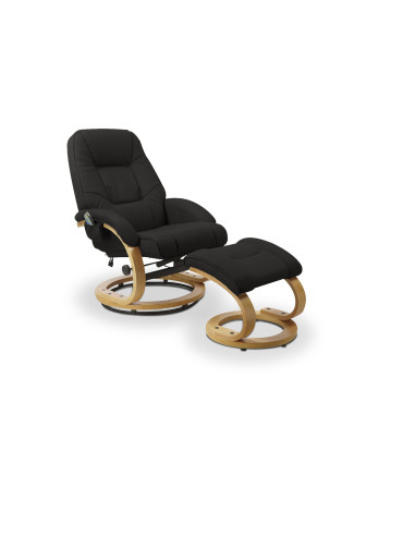 MATADOR Fotel Rozkładany Czarny Podgrzewany z Funkcją Masażu i Podnóżkiem