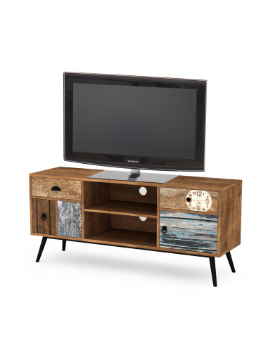 MEZO RTV1 Wielobarwna Komoda RTV 120/39/60 cm z Szufladami i Półkami