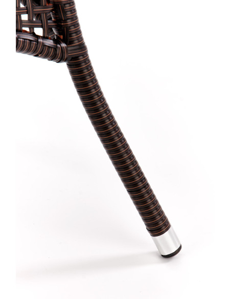 MIDAS Stół Ogrodowy Okrągły fi74/74 cm Ciemny Brąz | Szkło/Rattan