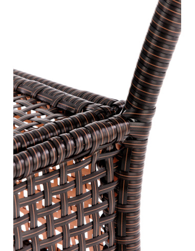 MIDAS Stół Ogrodowy Okrągły fi74/74 cm Ciemny Brąz | Szkło/Rattan