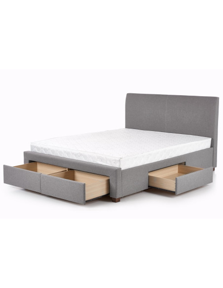 MODENA_160 Łóżko Tapicerowane z 4 Szufladami 160 x200 cm Popielate
