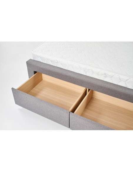 MODENA_160 Łóżko Tapicerowane z 4 Szufladami 160 x200 cm Popielate