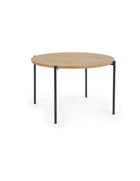 Stół okragły BRESSO Fi120 cm dąb złoty / czarny