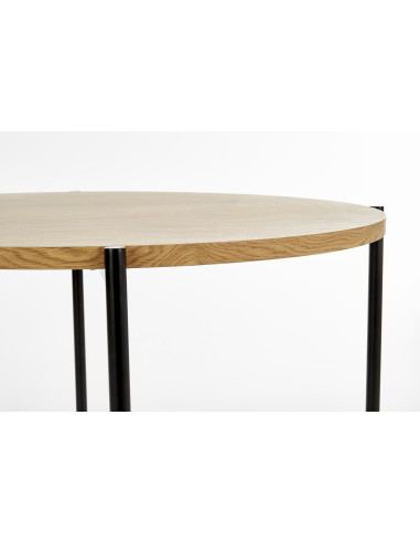 Stół okragły BRESSO Fi120 cm dąb złoty / czarny