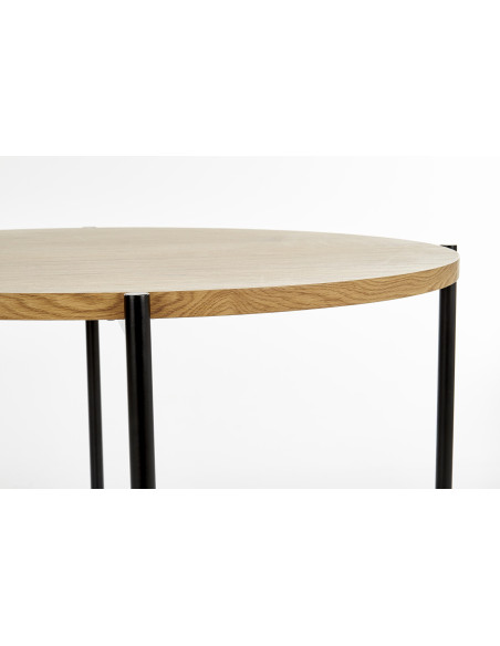 Stół okragły BRESSO Fi120 cm dąb złoty / czarny