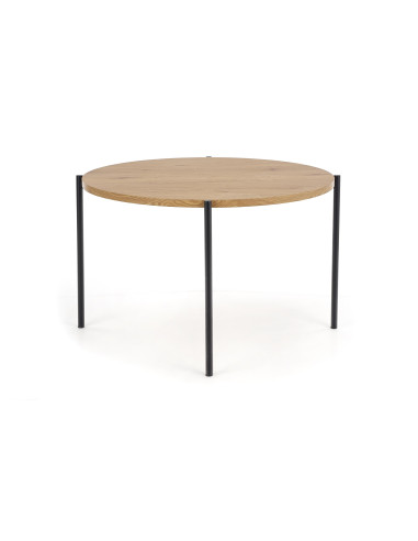 Stół okragły BRESSO Fi120 cm dąb złoty / czarny