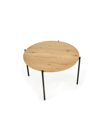 Stół okragły BRESSO Fi120 cm dąb złoty / czarny