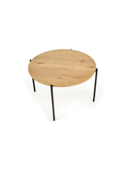 Stół okragły BRESSO Fi120 cm dąb złoty / czarny