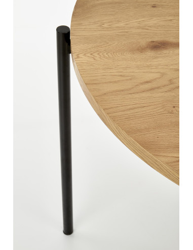 Stół okragły BRESSO Fi120 cm dąb złoty / czarny