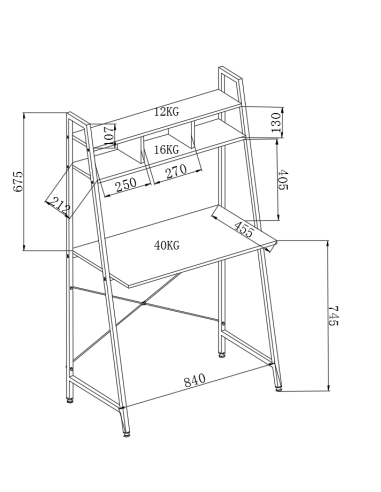 NARVIK B2 biurko czarny / dąb sonoma 