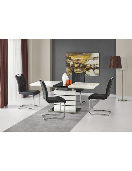 NORD Stół Rozkładany 140-180 cm Biało-Czarny - Kontrast i Nowoczesny Design