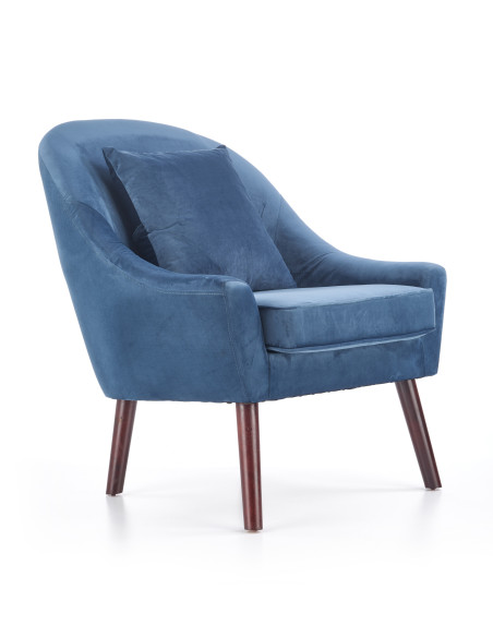 Fotel wypoczynkowy OPALE drewno lite / VELVET ciemny niebieski