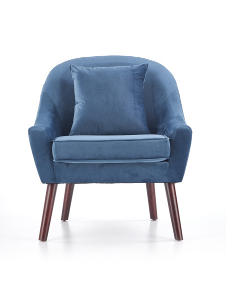 Fotel wypoczynkowy OPALE drewno lite / VELVET ciemny niebieski