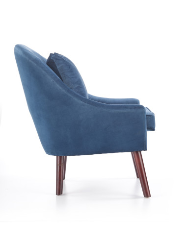 Fotel wypoczynkowy OPALE drewno lite / VELVET ciemny niebieski