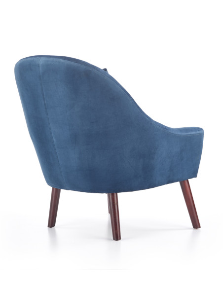 Fotel wypoczynkowy OPALE drewno lite / VELVET ciemny niebieski