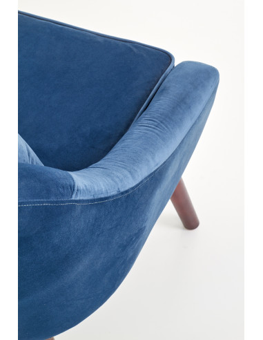 Fotel wypoczynkowy OPALE drewno lite / VELVET ciemny niebieski