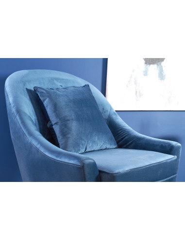 Fotel wypoczynkowy OPALE drewno lite / VELVET ciemny niebieski