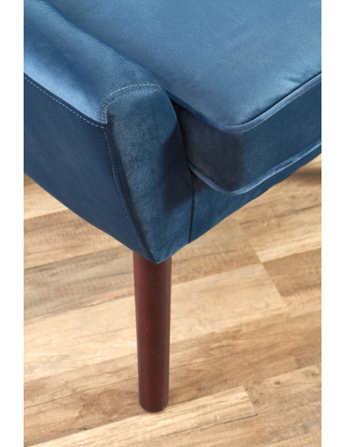 Fotel wypoczynkowy OPALE drewno lite / VELVET ciemny niebieski