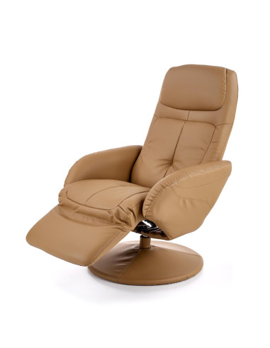 OPTIMA Fotel Rozkładany Beżowy Eco Skóra - Relaks w Eleganckim Stylu
