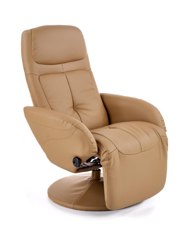 OPTIMA Fotel Rozkładany Beżowy Eco Skóra - Relaks w Eleganckim Stylu