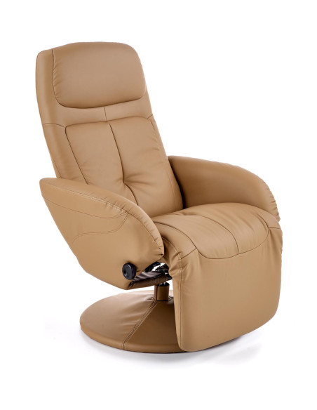 OPTIMA Fotel Rozkładany Beżowy Eco Skóra - Relaks w Eleganckim Stylu