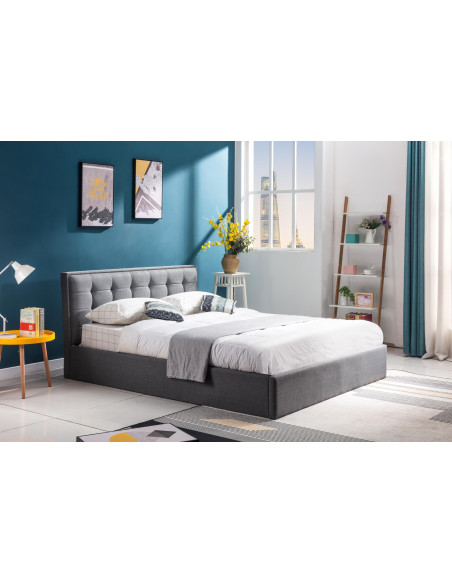 PADVA Łóżko z Pojemnikiem Podwójne 160x200 cm Popielate - Eleganckie